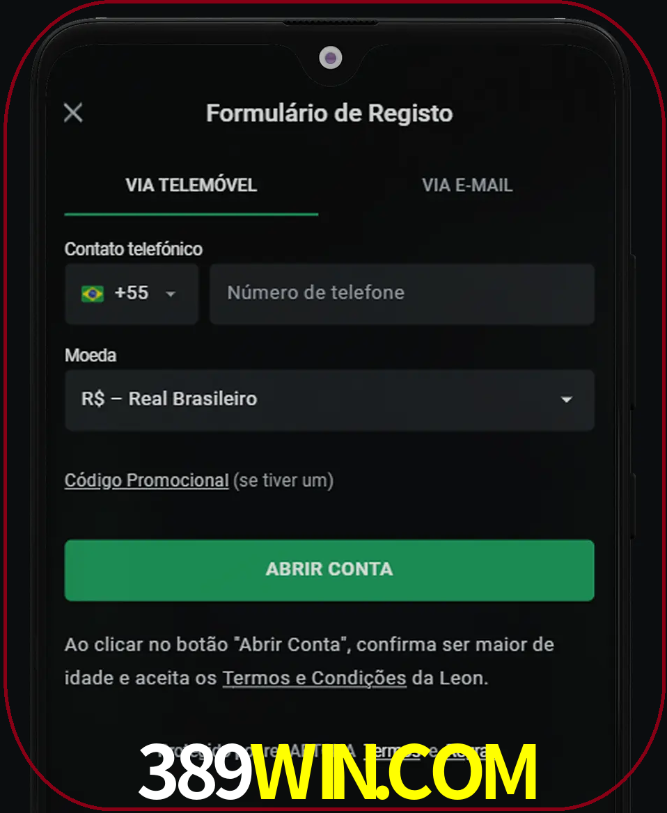 Abra o aplicativo e inicie o processo de registro.