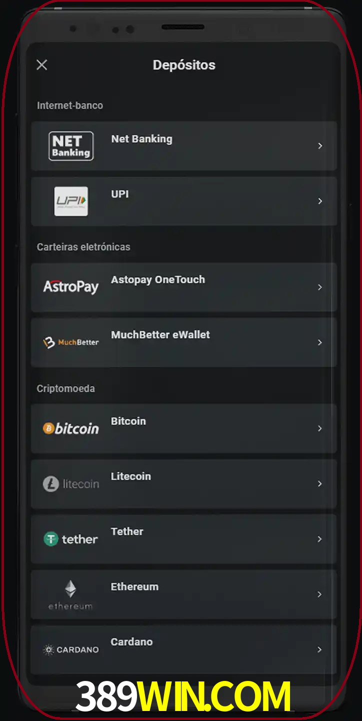 Você pode usar métodos alternativos de depósito.